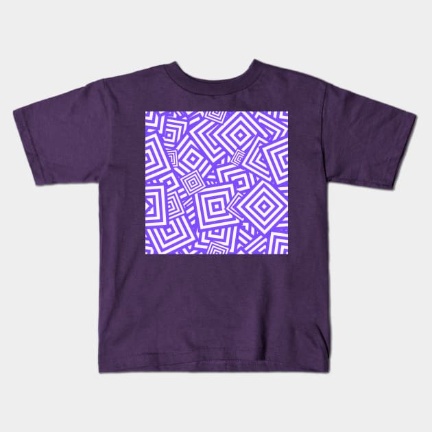 Funky Purple Tilted Squares Neo Geo Pattern Kids T-Shirt by SeaChangeDesign